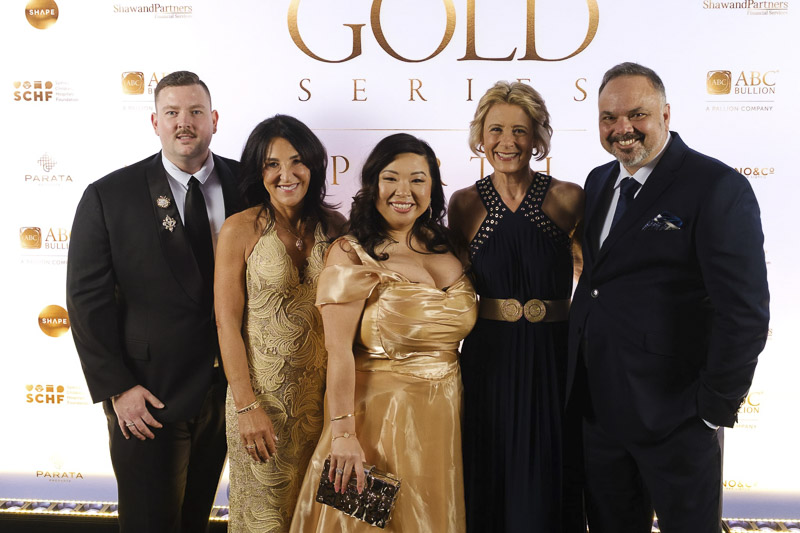 SCHF CEO Kristina Keneally posing for a photo with guests at Gold Series - Perth 2025 SCHF CEO Kristina Keneally posing for a photo with guests at Gold Series - Perth 2025