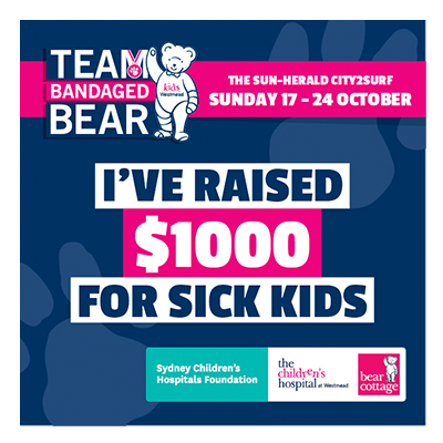 City2Surf Team Bandaged Bear $1000 raised
