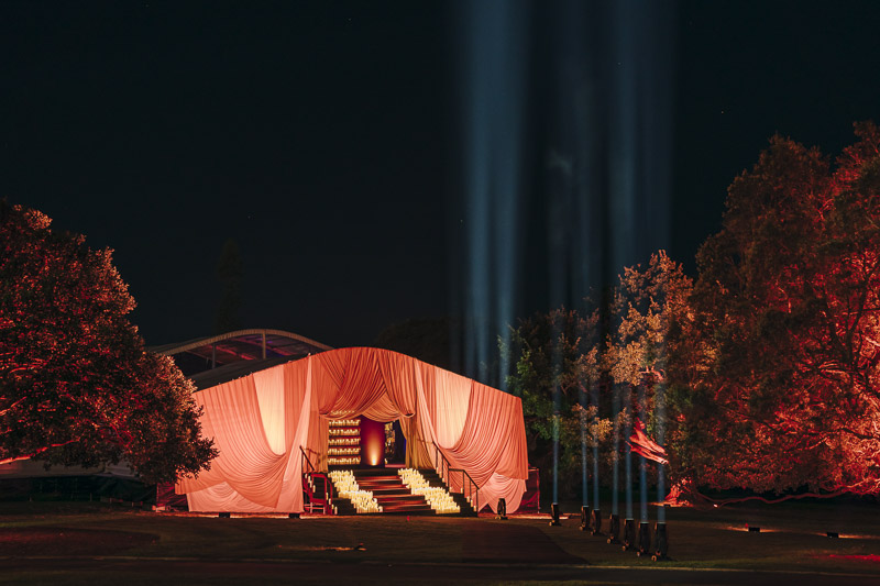 The entrance to Gold Dinner 2025 from afar. Lights and vibrant colours shine brightly to line the entry way The entrance to Gold Dinner 2025 from afar. Lights and vibrant colours shine brightly to line the entry way