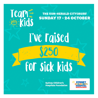 City2Surf Team Kids $250 raised