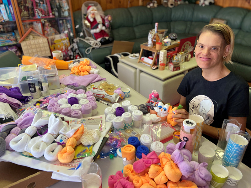 Marie at work creating crafts and gifts