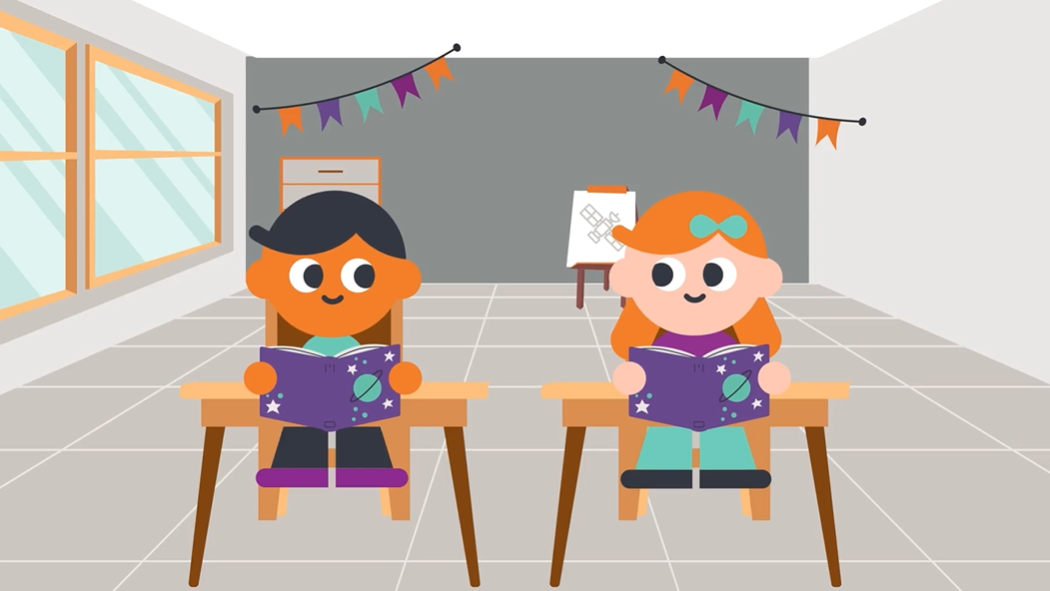 Animated image of Milo and Minka in classroom. Animated image of Milo and Minka in classroom.