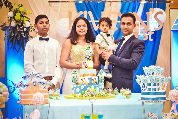 Kiveyn and his family at his first birthday party