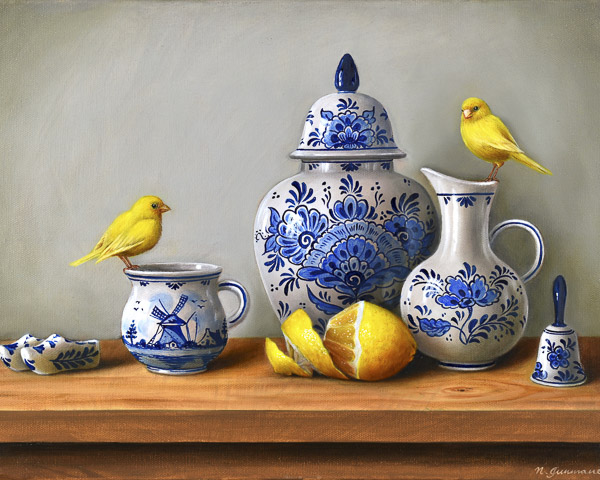 Yellow canaries and Delft blue collection
