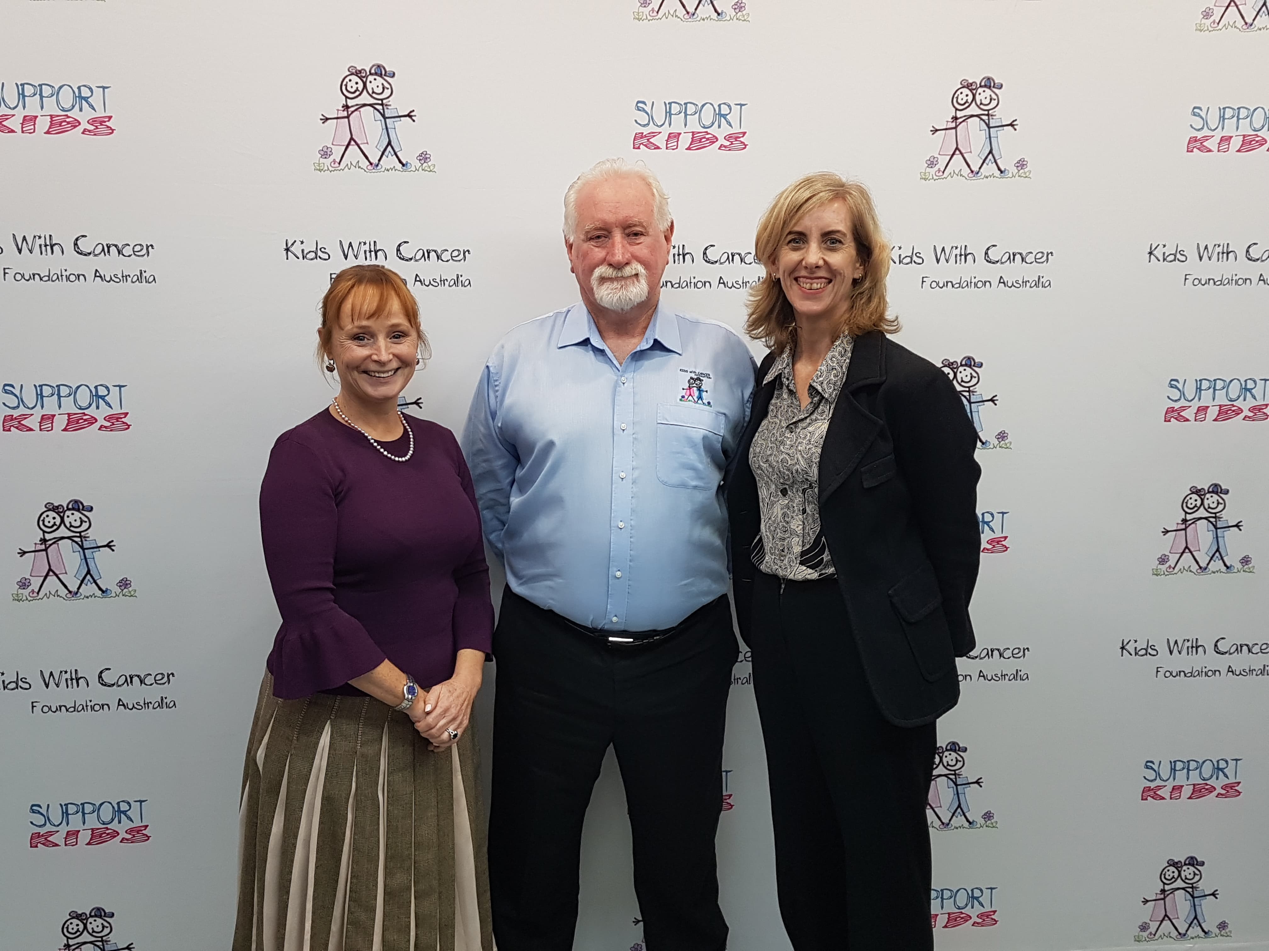 Right to left: Nicola Stokes, Former SCHF CEO, Peter Bodman, Director and Founder of Kids with Cancer Foundation Australia, Vittoria Bodman