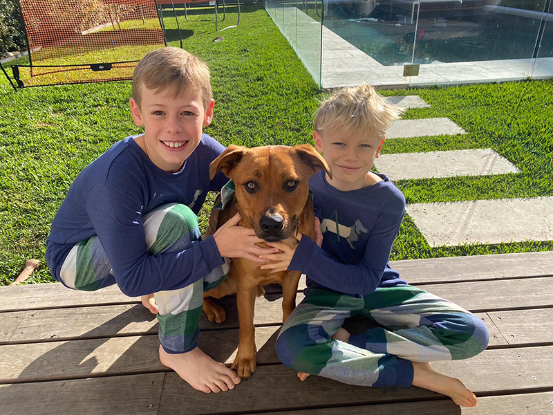 Jamison and Lachie with their dog