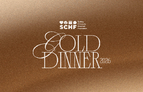 SCHF logo and Gold Dinner logo on a shimmering gold gradient background