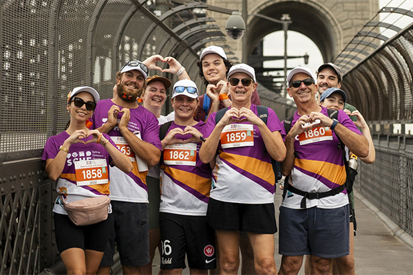 A group of Walk for Kids with Cancer participants on the Sydney Harbour bridge A group of Walk for Kids with Cancer participants on the Sydney Harbour bridge