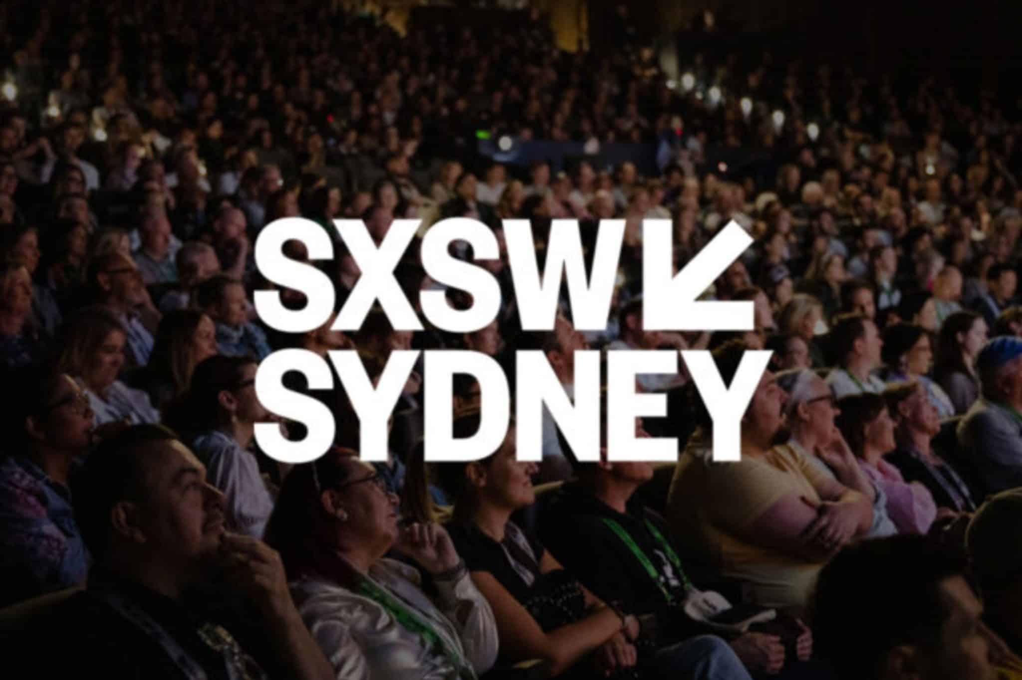 Image of crowd in theatre room with SxSW Sydney logo.