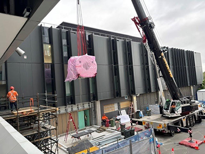 New MRI machine being craned into the hospital New MRI machine being craned into the hospital