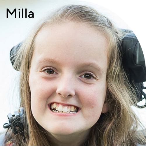 Milla with an enormous grin on her face