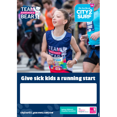 City2Surf 2021 Team Bandaged Bear Empty Belly Poster