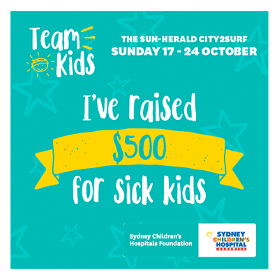 City2Surf Team Kids $500 raised
